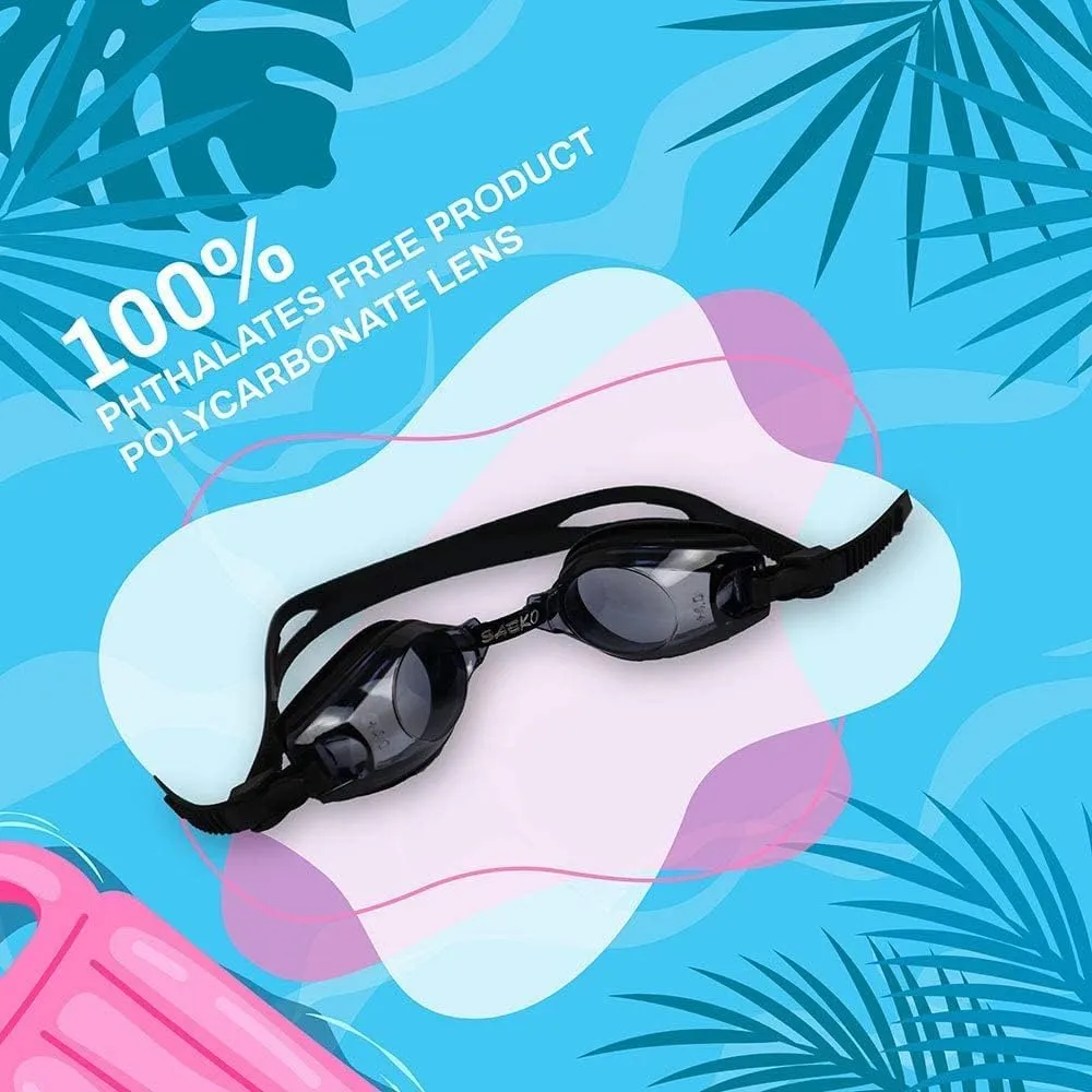 SPORTS WORLD VISION Junior Short Sight Swimming Goggles Kids Children Black UV Tint