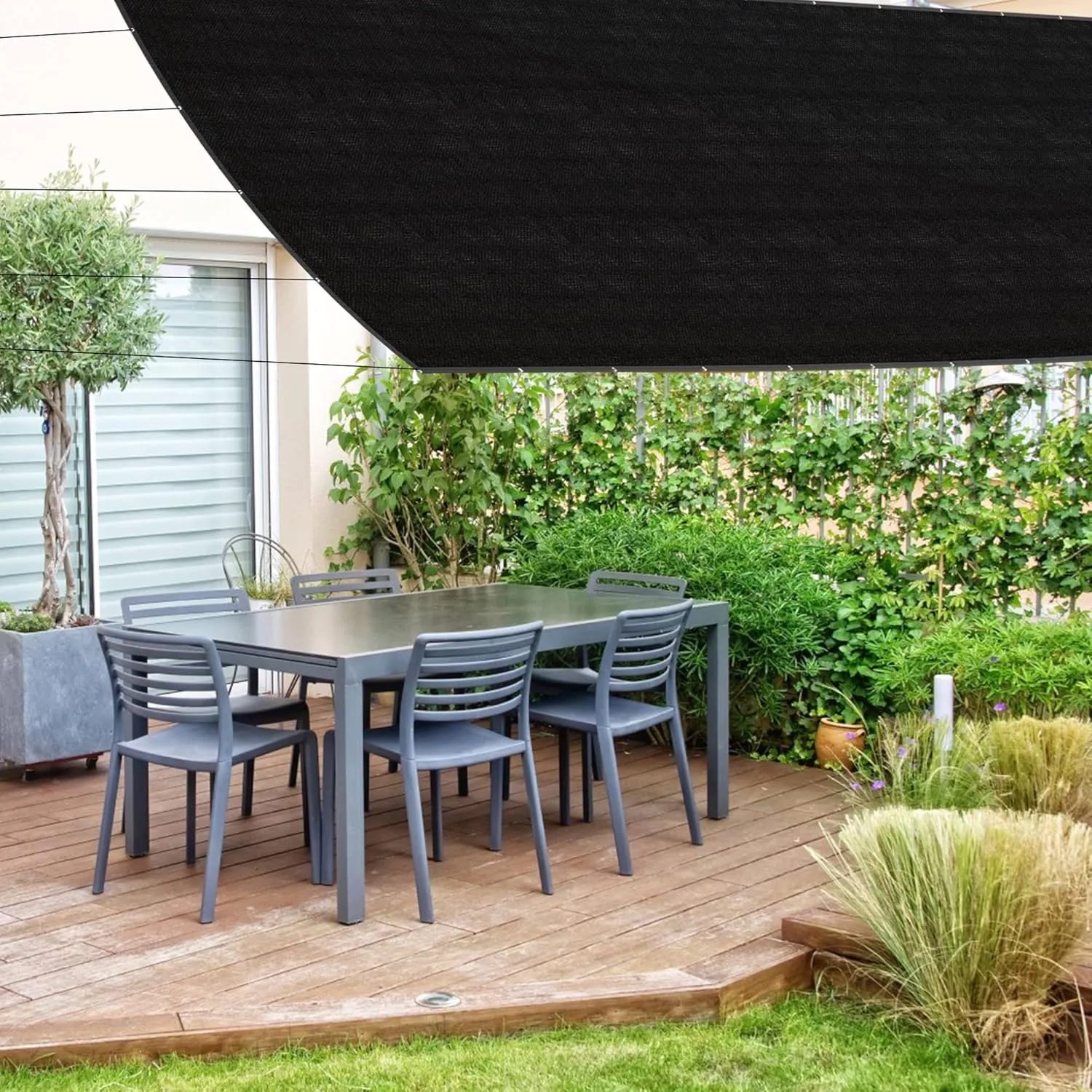 SPORTYOUTH 70% Shade Cloth for Patio, 6x50 ft Mesh Tarp with Grommets, UV Resistant Black Sunblock Sun Shade Netting Cover for Garden, Greenhouse, Chicken Coop, Pergola, RV, Canopy, Barn Kennel
