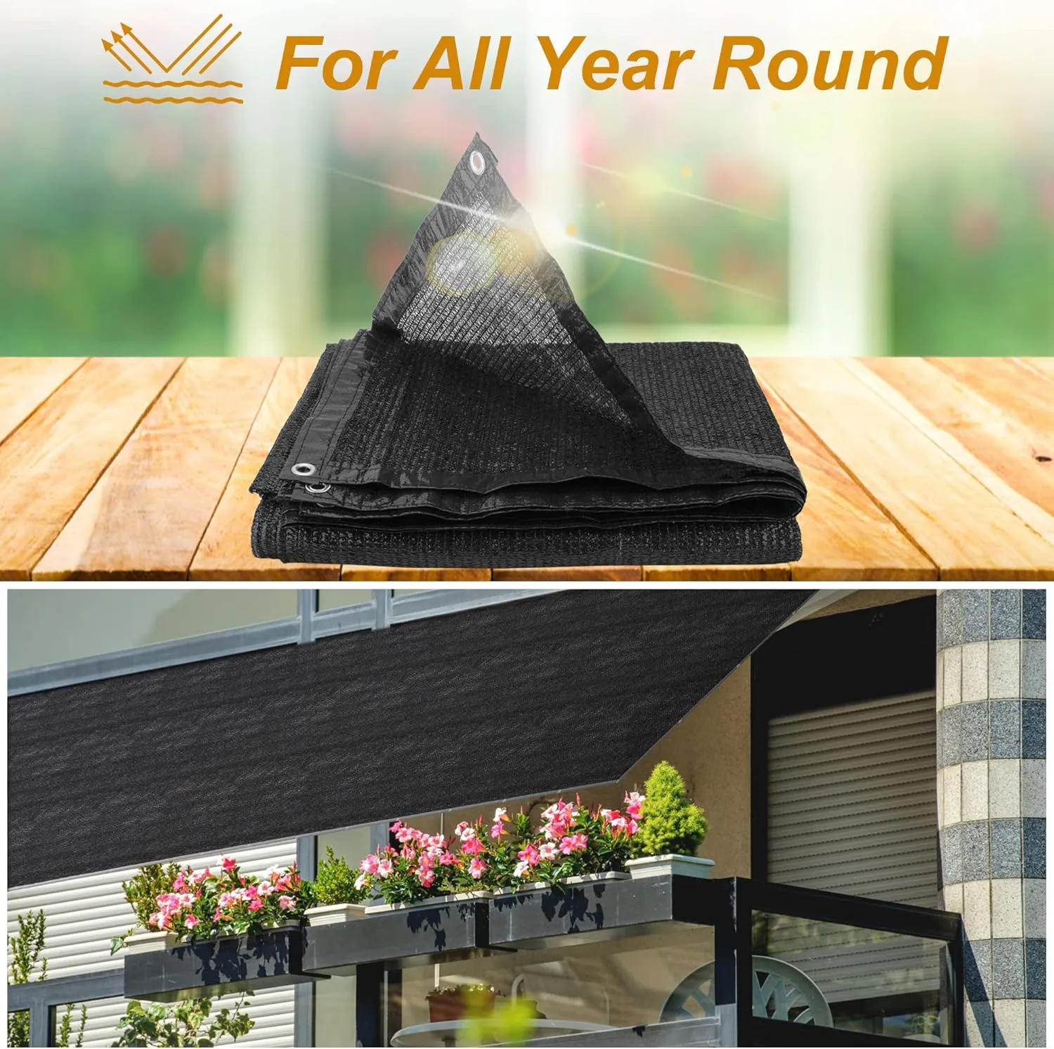 SPORTYOUTH 70% Shade Cloth for Patio, 6x50 ft Mesh Tarp with Grommets, UV Resistant Black Sunblock Sun Shade Netting Cover for Garden, Greenhouse, Chicken Coop, Pergola, RV, Canopy, Barn Kennel