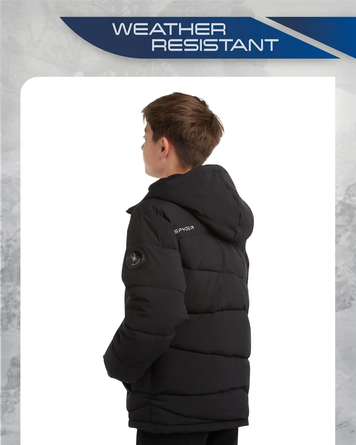 Spyder Boys' Puffer Jacket - Water Resistant Fleece Lined Stretch Puffer Jacket - Insulated Winter Jacket for Boys (4-16)