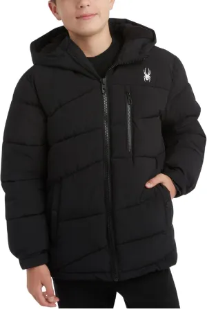 Spyder Boys' Puffer Jacket - Water Resistant Fleece Lined Stretch Puffer Jacket - Insulated Winter Jacket for Boys (4-16)