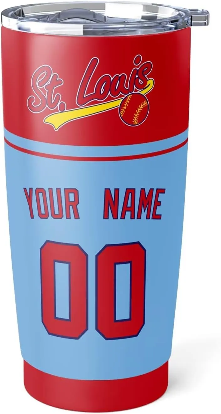 St. Louis Coffee Cup 20 oz Tumbler Travel Mug Custom Name Number for Men Women Youth Gifts