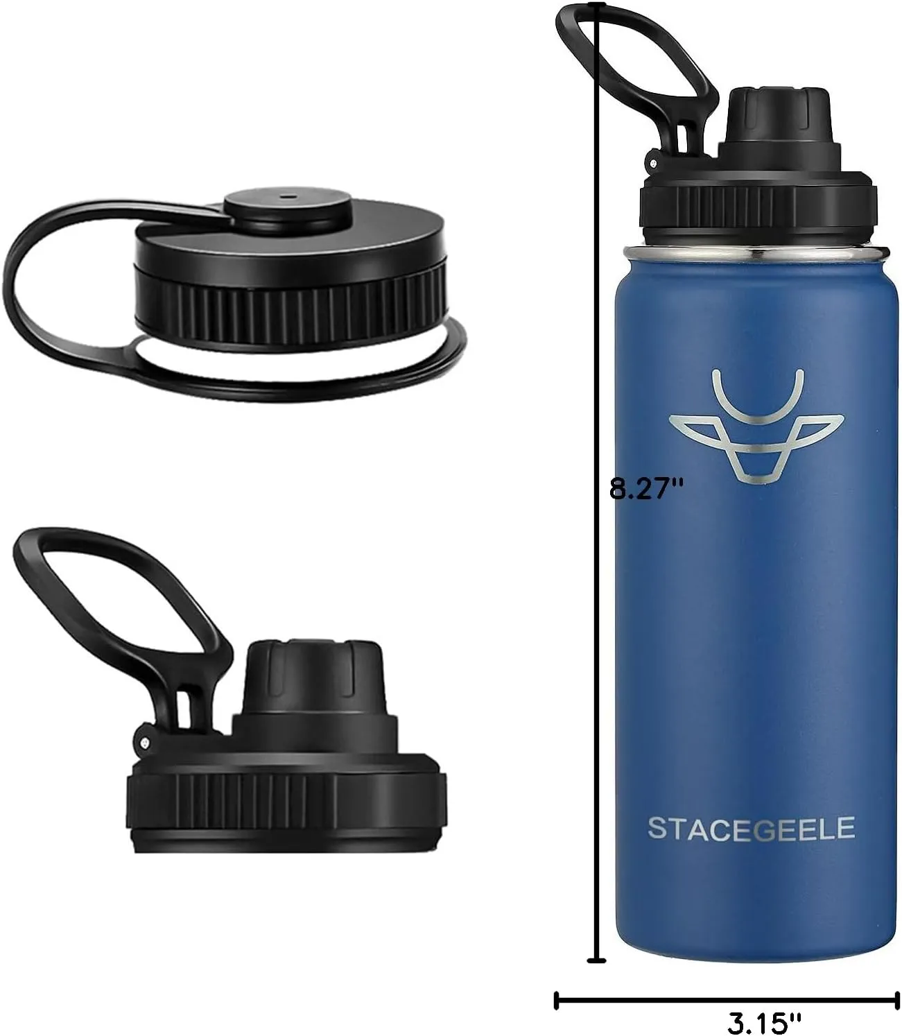 STACEGEELE Insulated Vacuum Water Bottle with Spout Lid & Screw on Top | Stainless Steel Flask for Kids Leak Proof Lightweight Eco Friendly 18oz / 24oz / 32 oz / 40oz(18oz Cobalt)