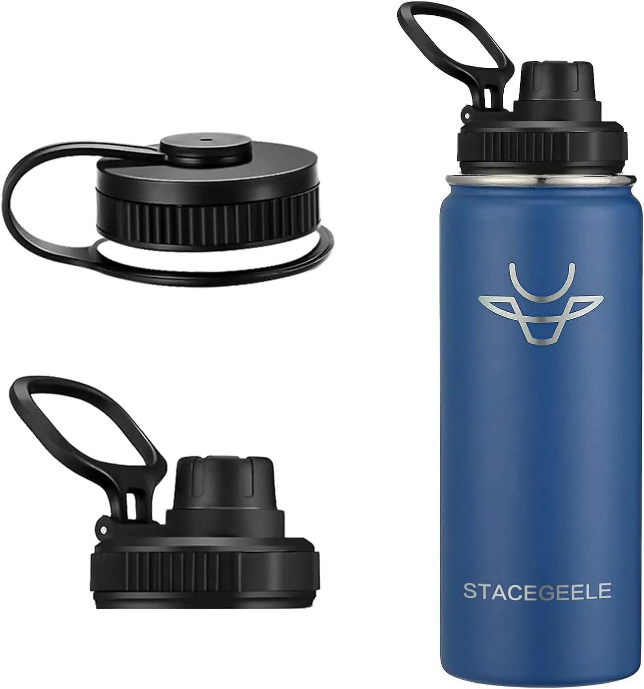 STACEGEELE Insulated Vacuum Water Bottle with Spout Lid & Screw on Top | Stainless Steel Flask for Kids Leak Proof Lightweight Eco Friendly 18oz / 24oz / 32 oz / 40oz(18oz Cobalt)