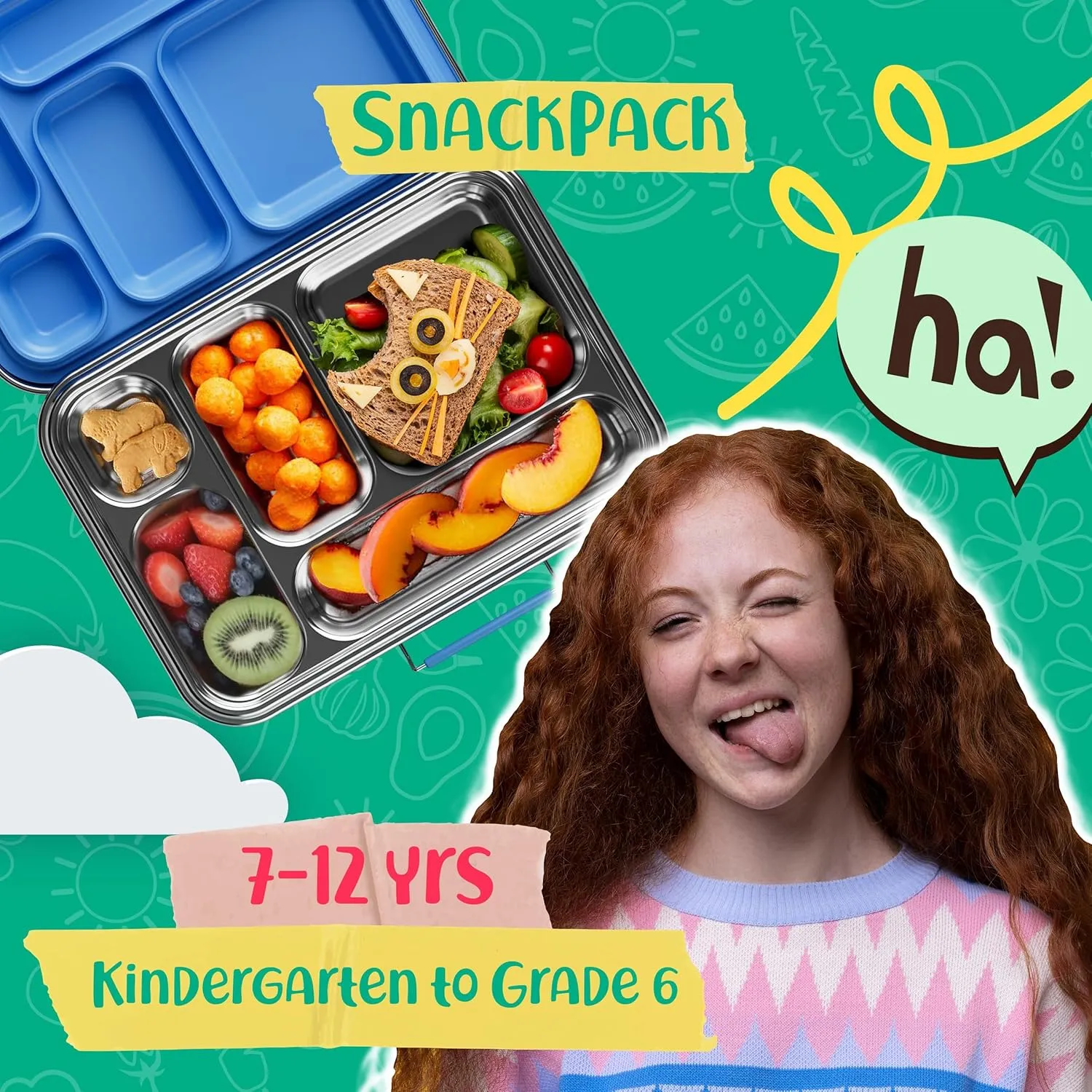 Stainless Steel Bento Box Kids, Kids Metal Bento Lunch Box BPA Free Lunch Box Containers 304 Stainless Steel Bento Box for School and Office(Bule)