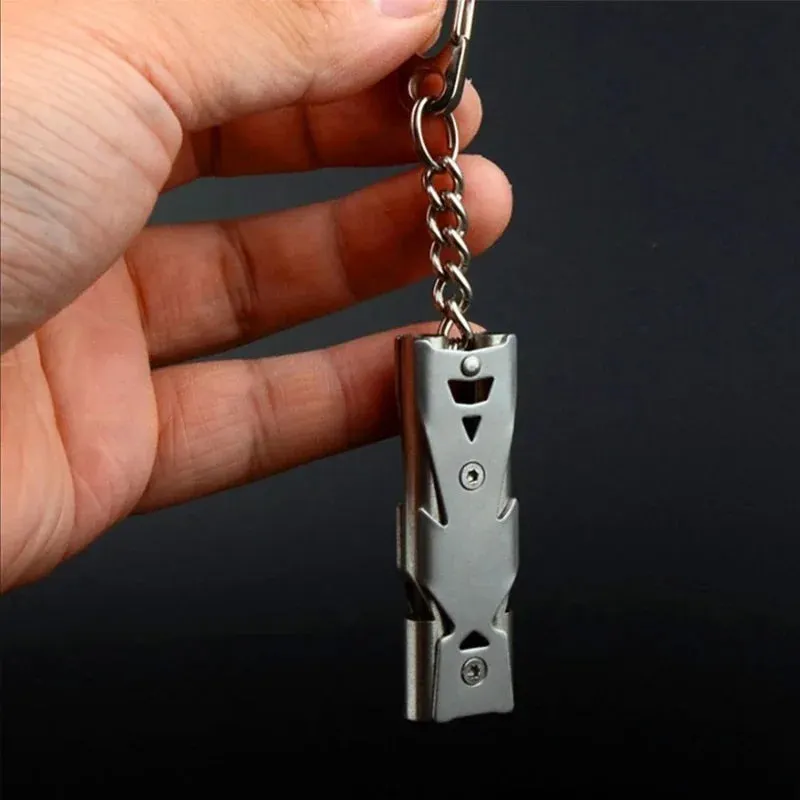 Stainless Steel Emergency Survival Whistle - High Decibel Portable Keychain Tool