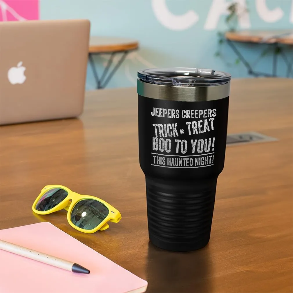 Stainless-Steel Engraved Travel Mug Tumbler Jepers Creepers Insulated Thermal Coffee Cup Black 30 Oz