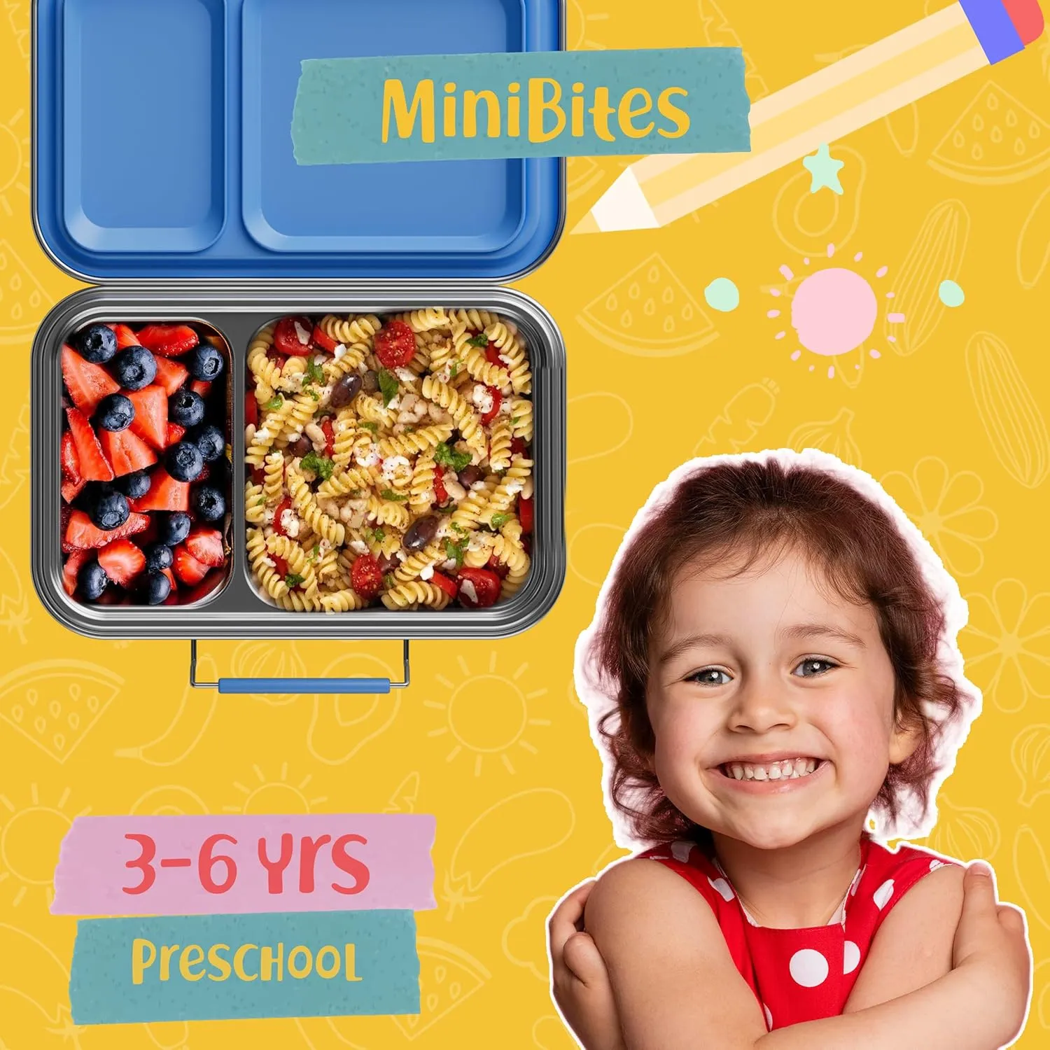 Stainless Steel Lunch Box for Kids, Leak Proof Bento Lunch Box BPA Free 304 Stainless Steel Bento Box Stainless Bento Box with Containers for School and Office(Blue)