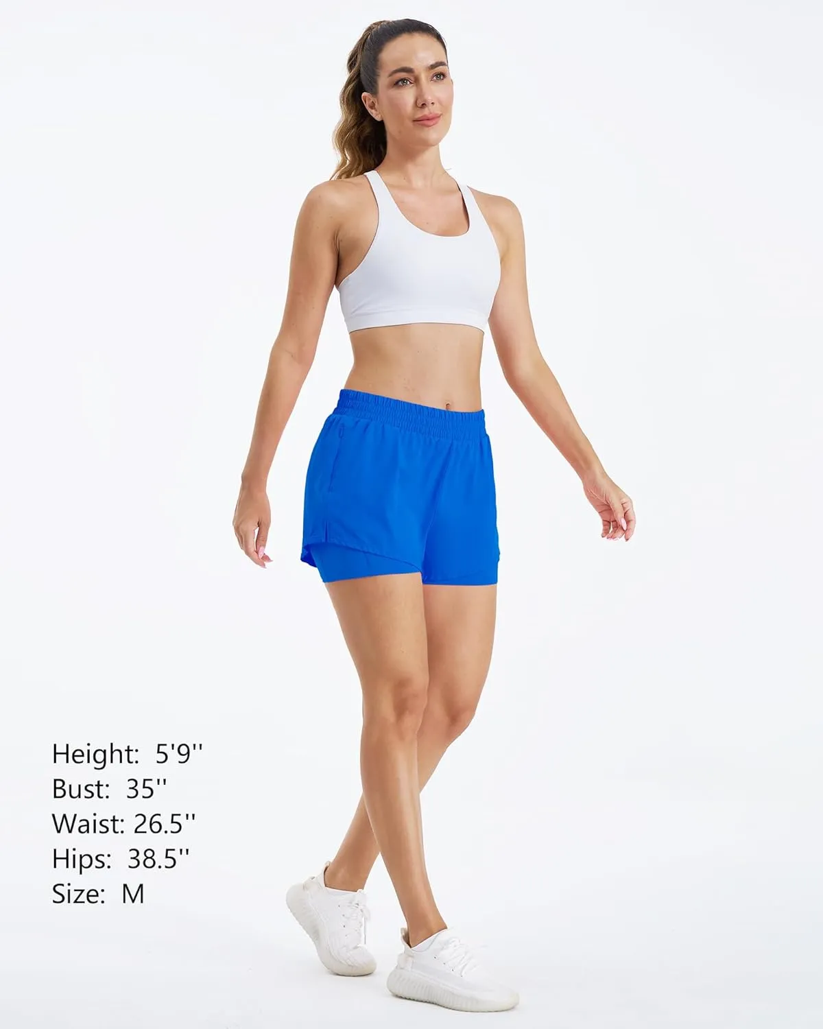 Stelle Women's 2 in 1 Running Shorts Athletic Workout Gym Shorts High Waisted Shorts with Liner Zipper Pockets