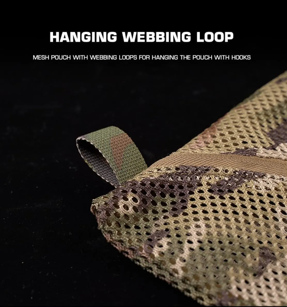 Storage Mesh Pouch (16 * 16in), Cradle net Material Miscellaneous Outdoor Carry Camouflage Storage Bag (Khaki)