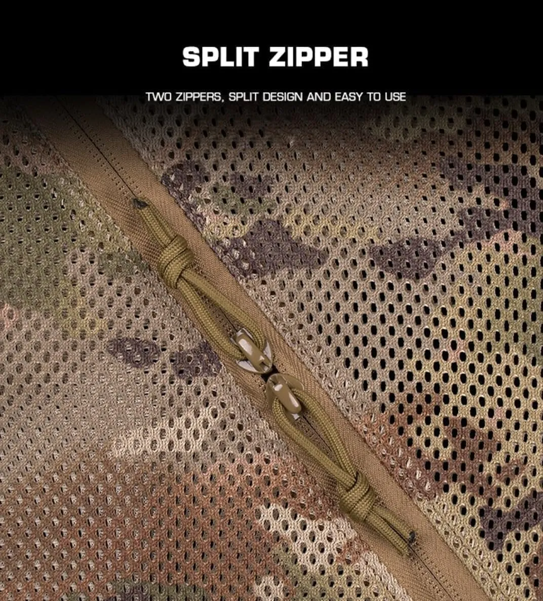 Storage Mesh Pouch (16 * 16in), Cradle net Material Miscellaneous Outdoor Carry Camouflage Storage Bag (Khaki)