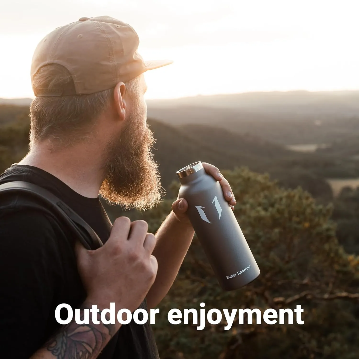 Super Sparrow Water Bottle Insulated - 17 Oz / 25 Oz / 32 Oz - Standard Mouth FlipFlow Flask - BPA Free, Leak Proof Drink Bottle- Ergonomic Straw Water Bottle for Work, Gym, Travel, Sports, Outdoor