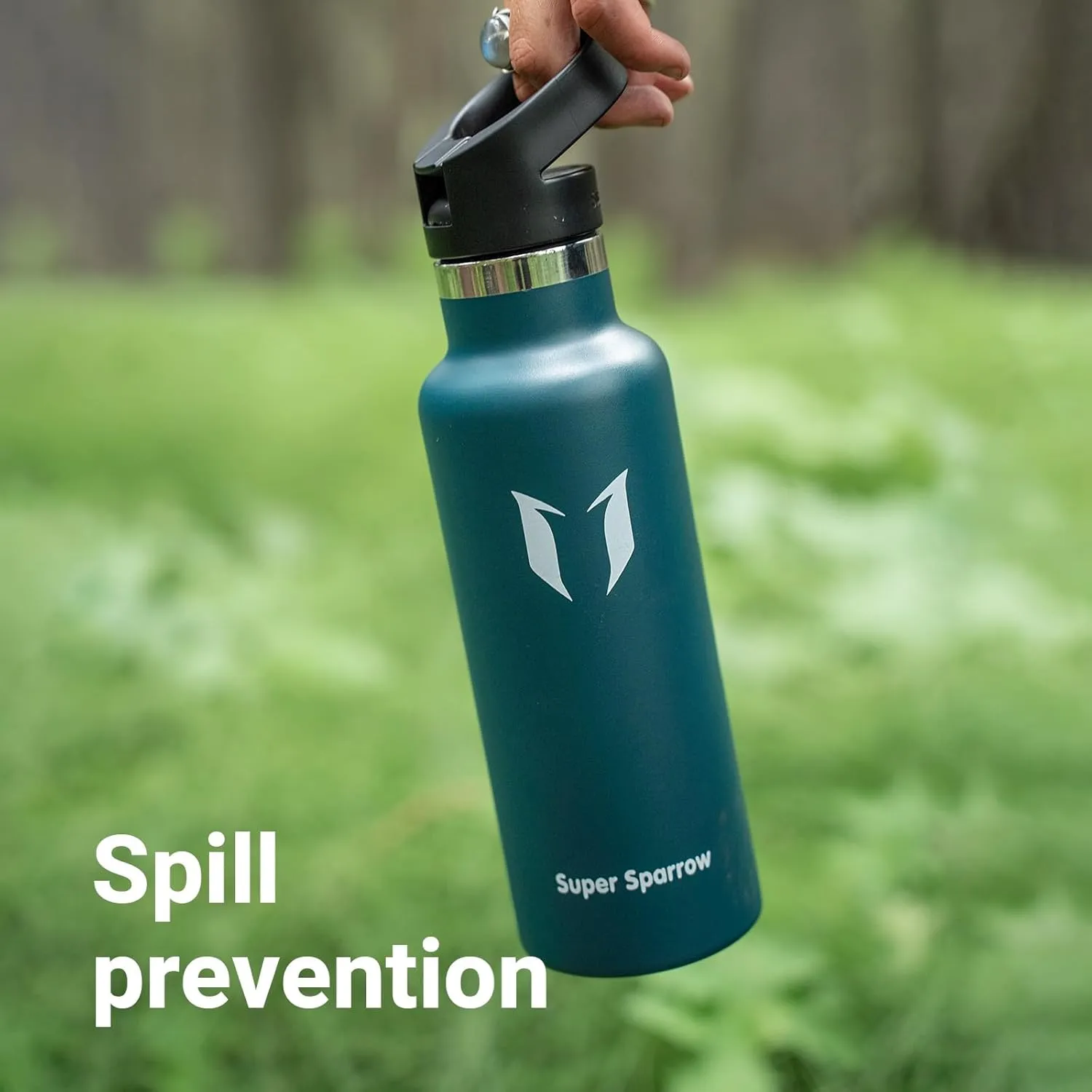Super Sparrow Water Bottle Insulated - 17 Oz / 25 Oz / 32 Oz - Standard Mouth FlipFlow Flask - BPA Free, Leak Proof Drink Bottle- Ergonomic Straw Water Bottle for Work, Gym, Travel, Sports, Outdoor