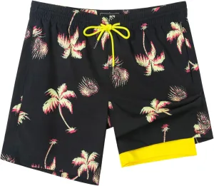 SURF CUZ Mens Swim Trunks with Compression Liner Quick Dry Swim Shorts 7" Swimming Trunks Stretch Bathing Suit 7 Inch