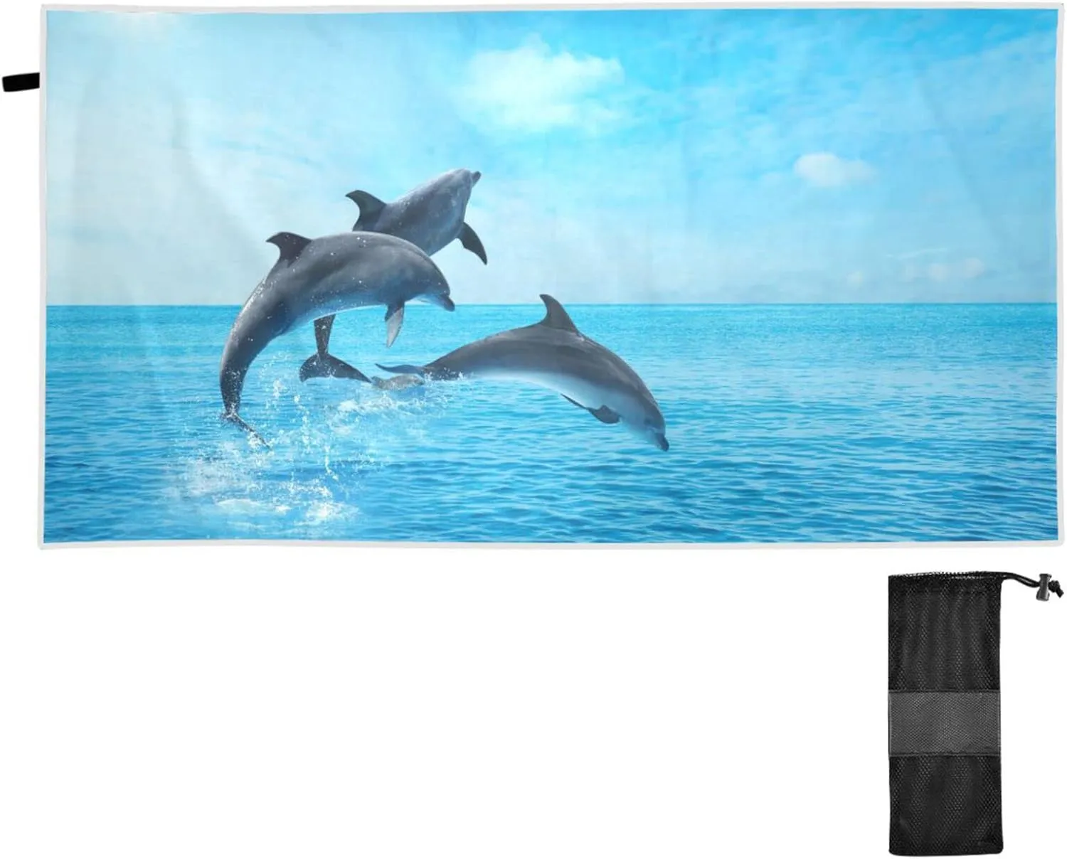 susiyo Beach Towel, 31x71 inch Dolphins Jumping Out of Sea Quick Dry Towels for Beach Bath Pool Gym