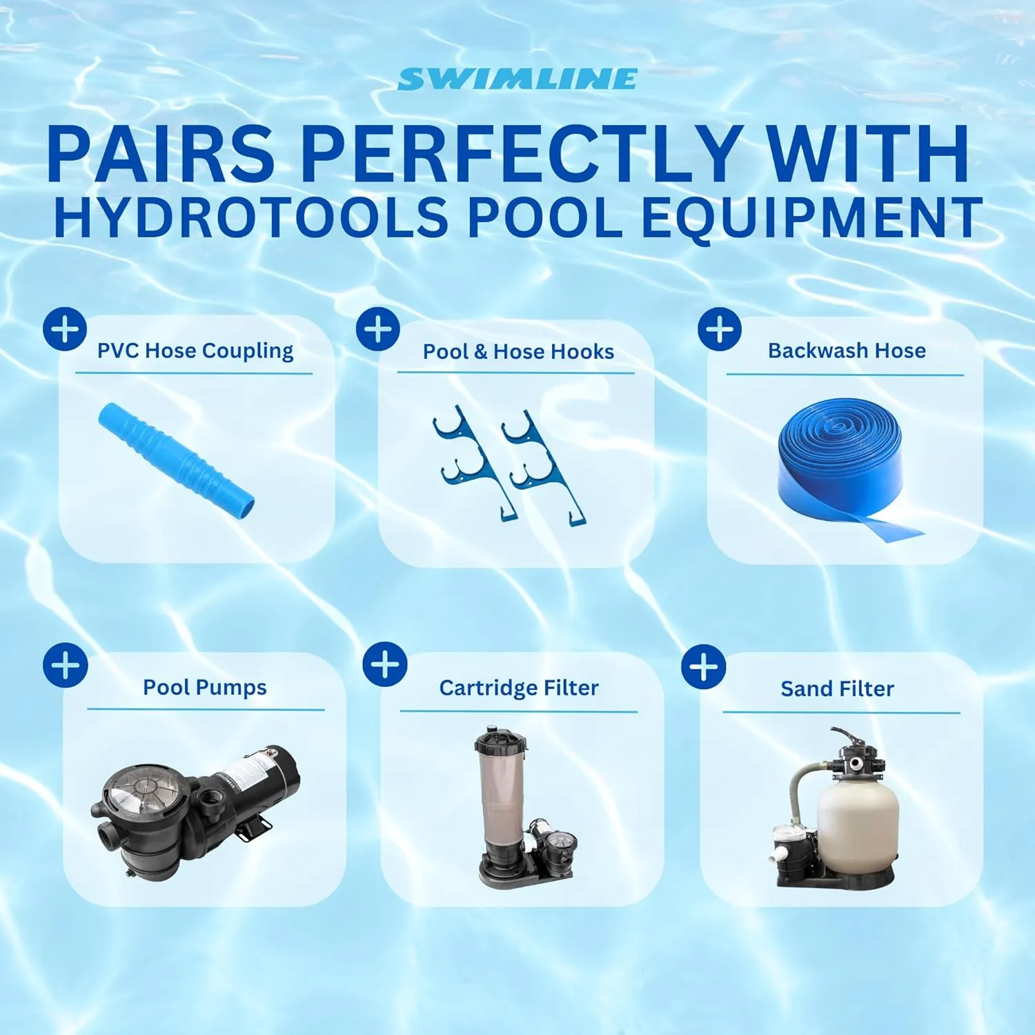 SWIMLINE HYDROTOOLS Pool Pump Filter Connection Hose W/ Cuff | 1.5 Inch X 9 Foot | Heavy-Duty Flexible, Durable & Leakproof | Chemical & UV Resistant | For Above Ground Pools Skimmer Filters & Pumps