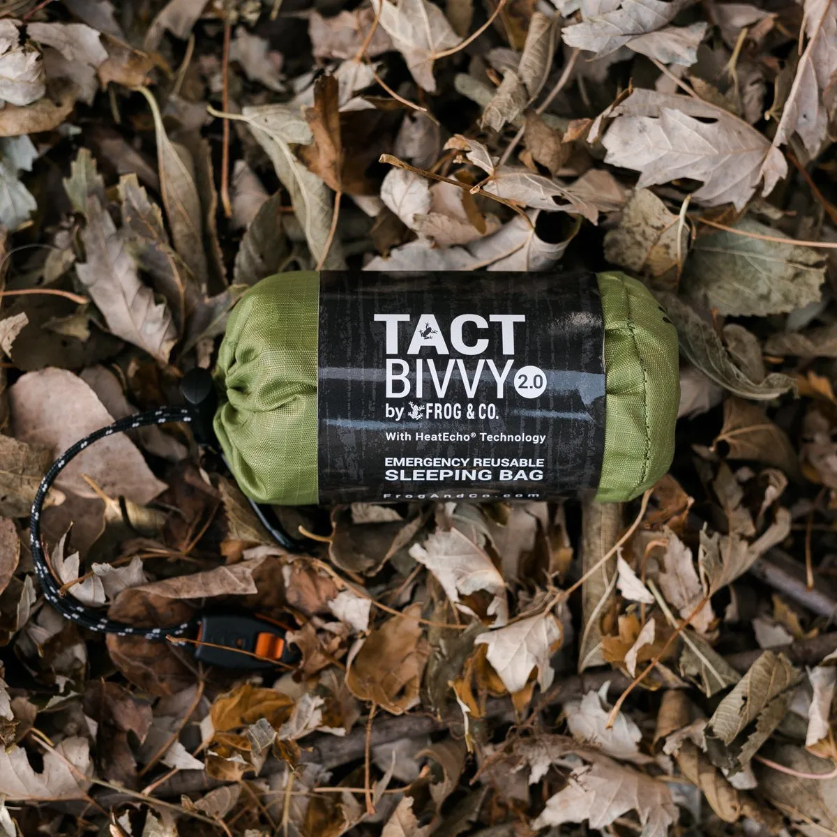 Tact Bivvy® 2.0 Emergency Sleeping Bag w/ HeatEcho®  Technology, Paratinder, & Whistle by Frog & CO