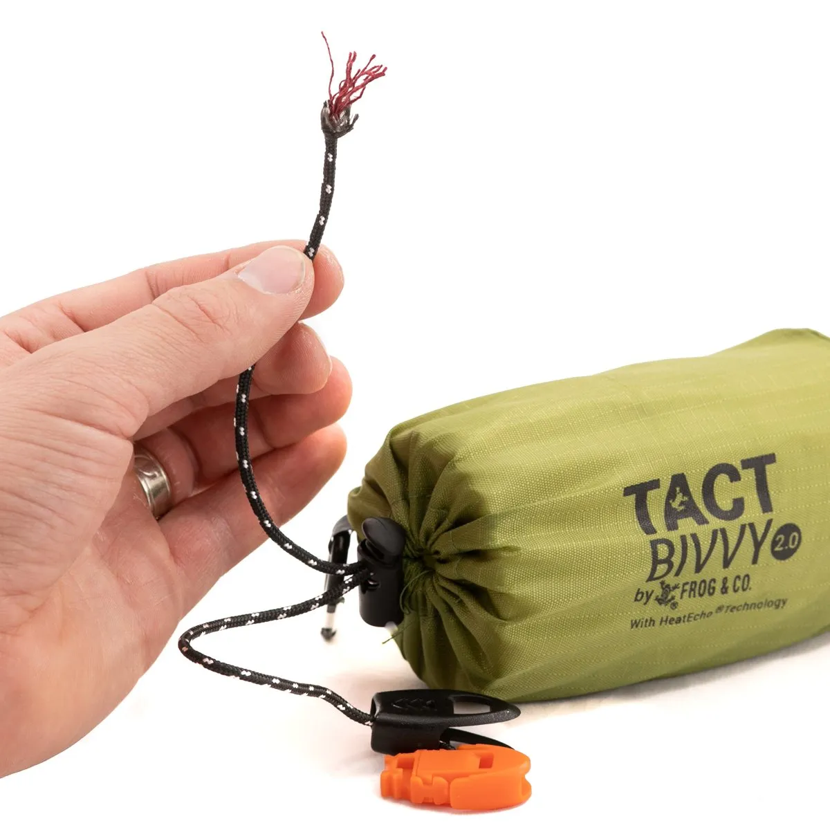 Tact Bivvy® 2.0 Emergency Sleeping Bag w/ HeatEcho®  Technology, Paratinder, & Whistle by Frog & CO