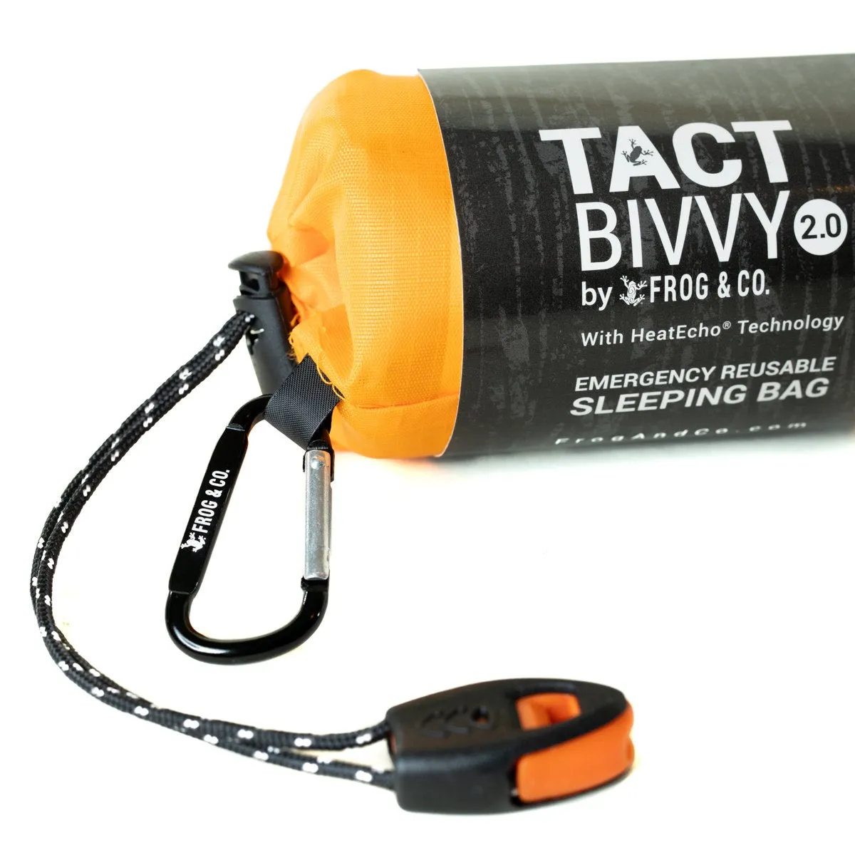 Tact Bivvy® 2.0 Emergency Sleeping Bag w/ HeatEcho®  Technology, Paratinder, & Whistle by Frog & CO