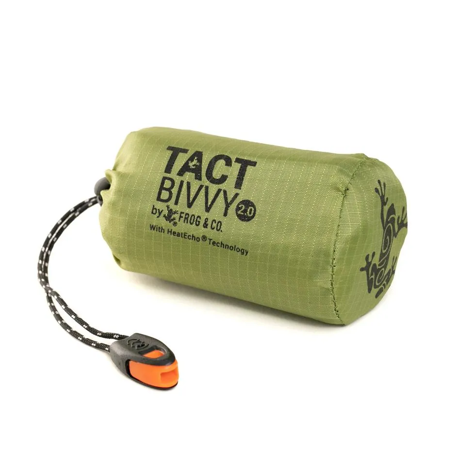 Tact Bivvy® 2.0 Emergency Sleeping Bag w/ HeatEcho®  Technology, Paratinder, & Whistle by Frog & CO