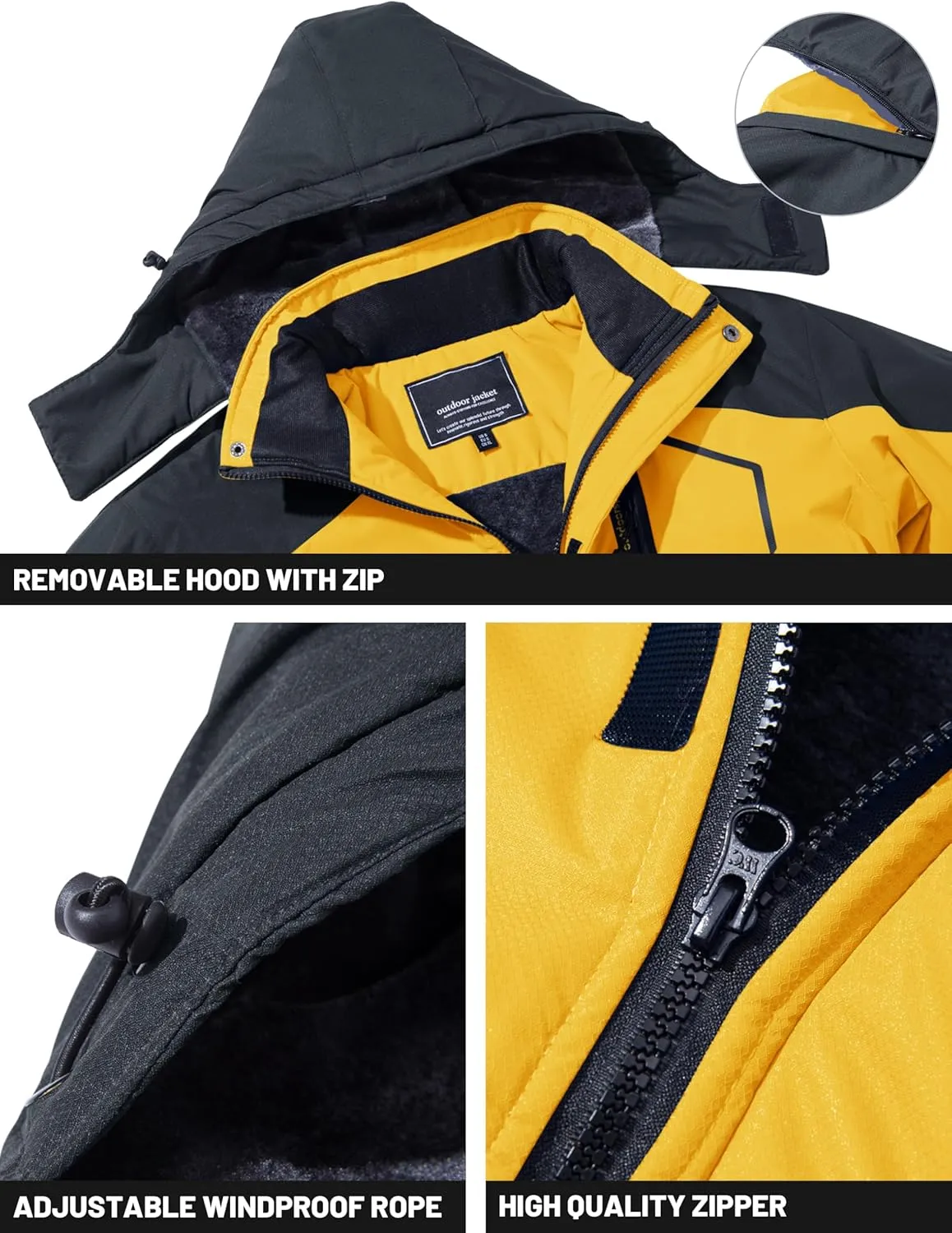 TACVASEN Men's Winter Skiing Jackets Water Resistant Fleece Coats Insulated Thermal Snowboard Jacket Parka Raincoat with Hood