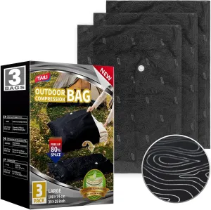 TAILI Outdoor Vacuum Storage Bags 3 Pack, Travel Compression Bags (39x29 inch), Tear-Proof Vacuum Seal for Camping, Cushion, Clothing, Waterproof, Wearproof, Punctureproof