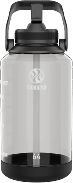 Takeya 885395541457 Tritan Bottle, Straw Lid and Extra Large Carry Handle Stormy Black 64oz