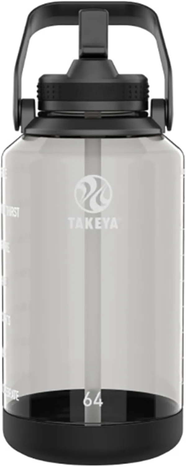 Takeya 885395541457 Tritan Bottle, Straw Lid and Extra Large Carry Handle Stormy Black 64oz