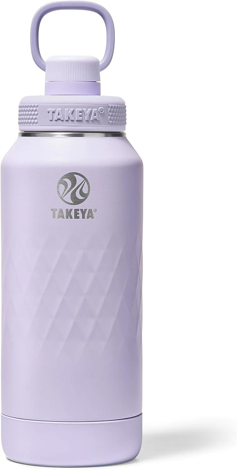 Takeya Sport 32 oz Triple-Insulated Stainless Steel Water Bottle, Spout Lid – Leakproof, Sweatproof, BPA-Free, Keeps Drinks Cold 36 Hrs, Hot 14 Hrs – Moonlight