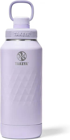 Takeya Sport 32 oz Triple-Insulated Stainless Steel Water Bottle, Spout Lid – Leakproof, Sweatproof, BPA-Free, Keeps Drinks Cold 36 Hrs, Hot 14 Hrs – Moonlight