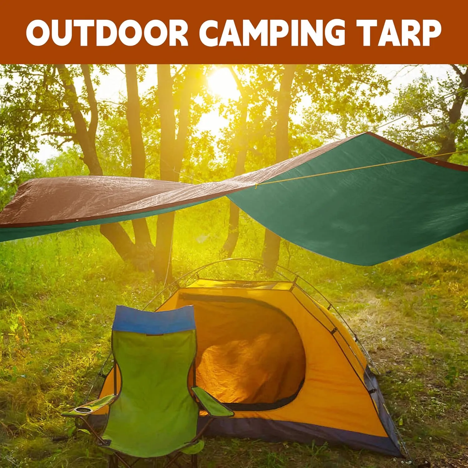 Tarp 20x30 ft 100% Waterproof 7mil Durable Grommets and Reinforced Edges,Uv Resistant,Green/Brown Tarp,Emergency Rain Shelter,Outdoor Cover and Camping Use -by MVPNET