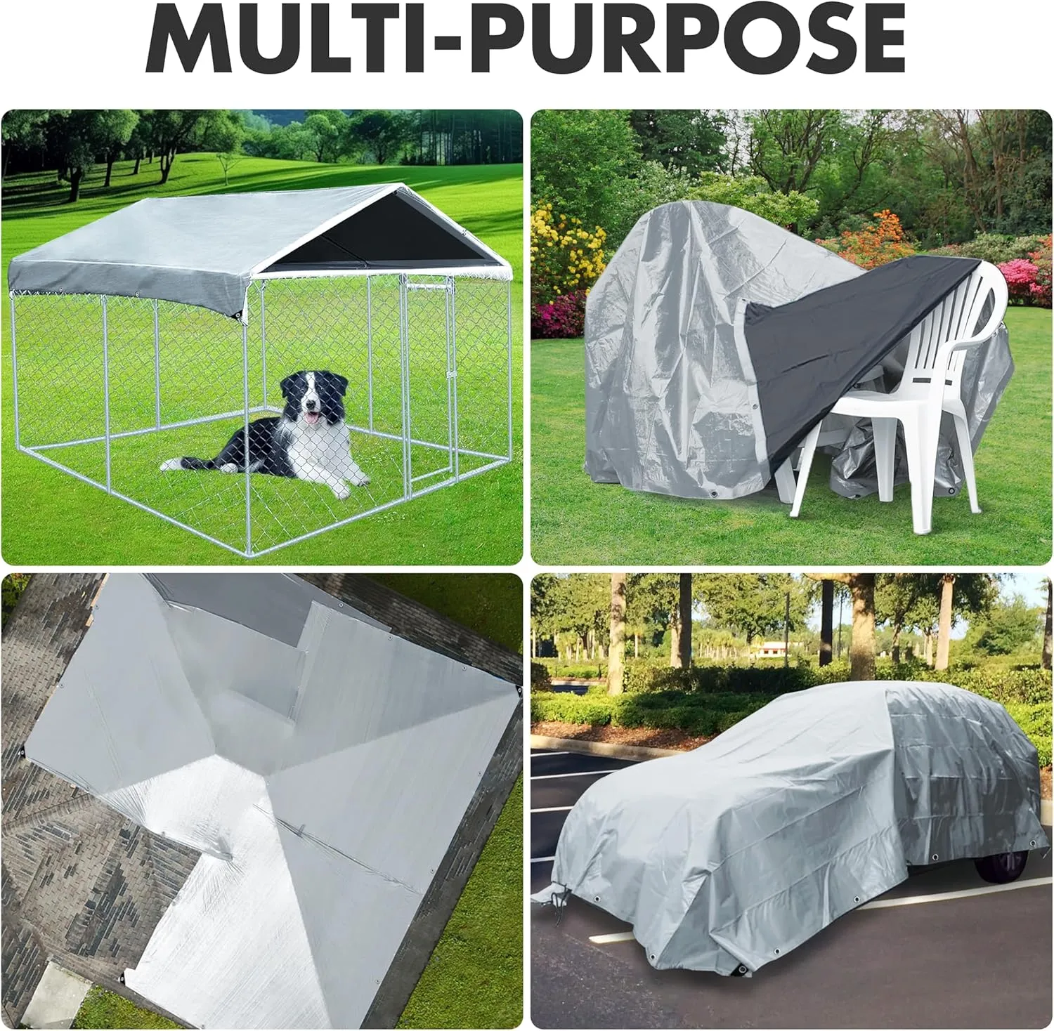 Tarp Heavy Duty 10x12ft Waterproof Tarps,10mil Uv Resistant,Multipurpose Silver/Black Tarps for Cars,Camping,Roof,Ship,Garden.by-MVPNET
