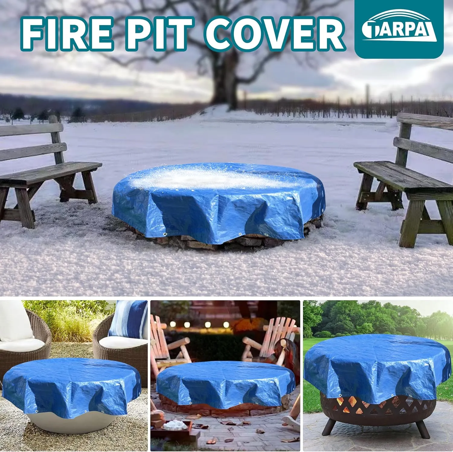 TARPAL 16ft Round tarp Waterproof 8mil Poly Tarps Pool Cover Multifunctional Tarpaulin Pool Covers for Above Ground Pools Dust and UV Resistance .（Blue/Black）