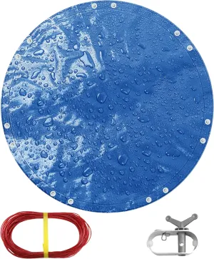 TARPAL 16ft Round tarp Waterproof 8mil Poly Tarps Pool Cover Multifunctional Tarpaulin Pool Covers for Above Ground Pools Dust and UV Resistance .（Blue/Black）