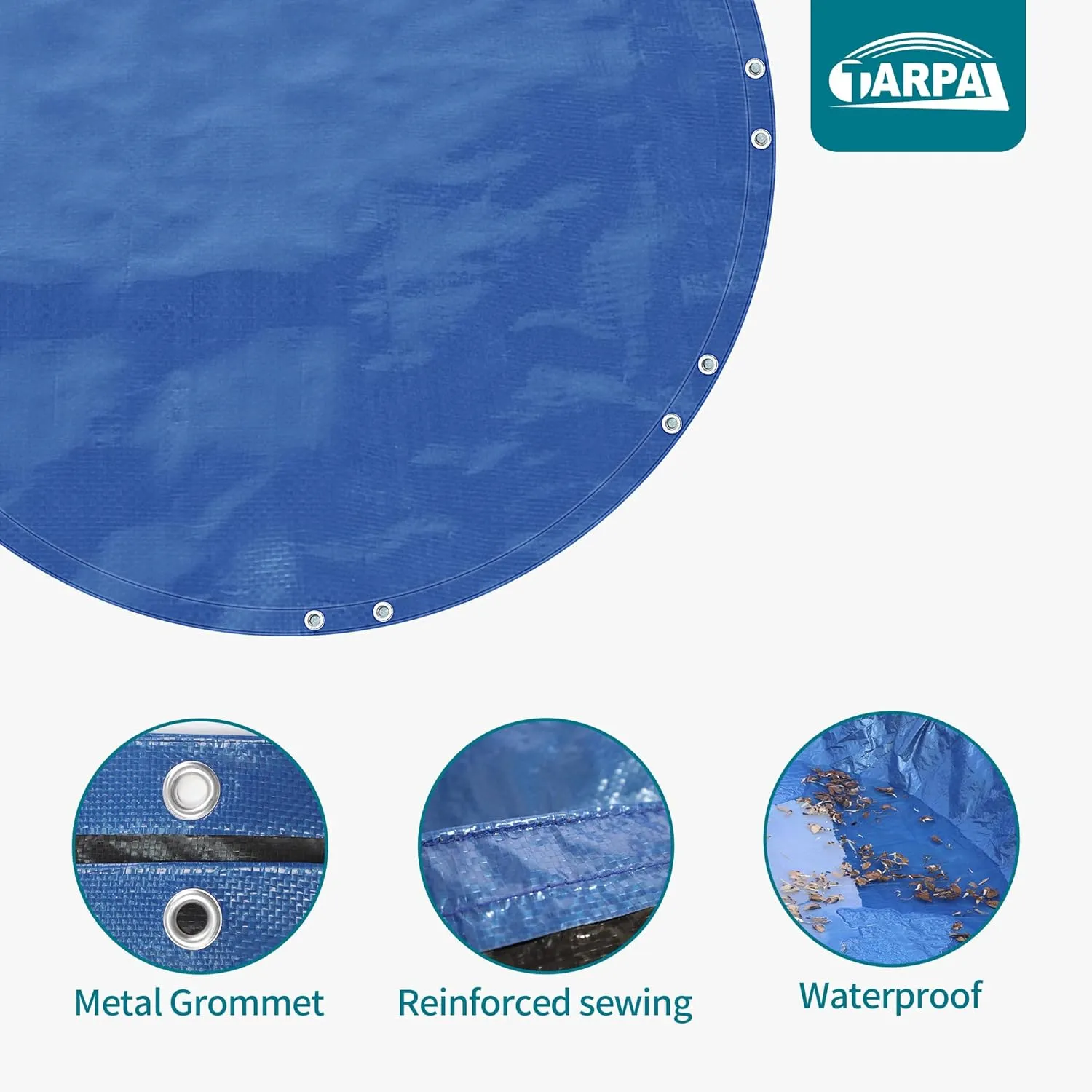 TARPAL 16ft Round tarp Waterproof 8mil Poly Tarps Pool Cover Multifunctional Tarpaulin Pool Covers for Above Ground Pools Dust and UV Resistance .（Blue/Black）