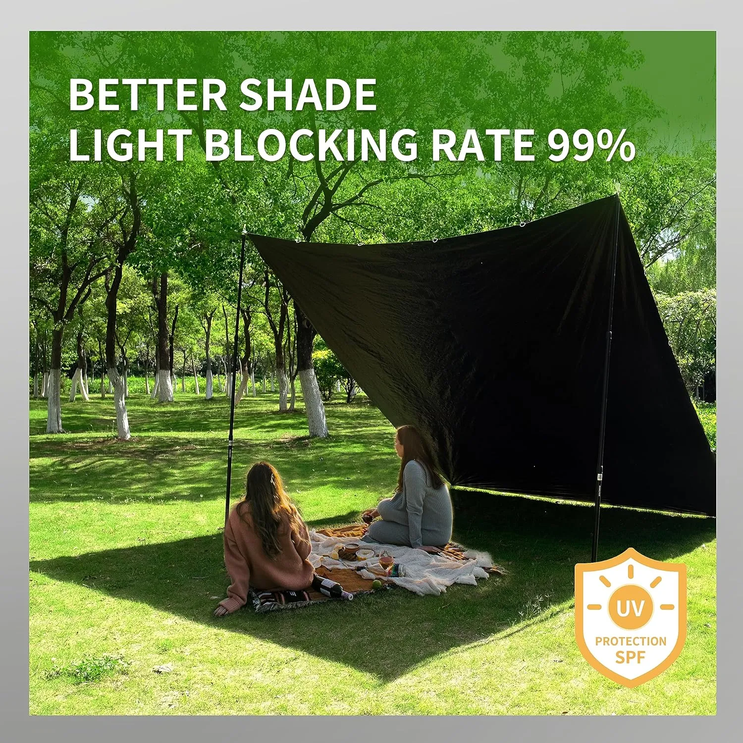 TARPAL Tarp 10x12 Feet Heavy Duty Tarps 14mil D-Ring Waterproof Tarp for Outdoors UV Protection Triangular Sewing Design Reinforced Corners and Edges（Black）