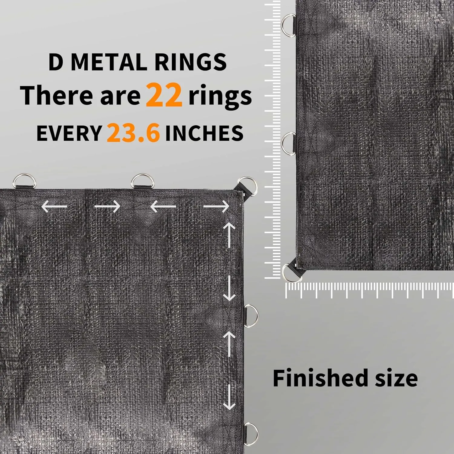TARPAL Tarp 10x12 Feet Heavy Duty Tarps 14mil D-Ring Waterproof Tarp for Outdoors UV Protection Triangular Sewing Design Reinforced Corners and Edges（Black）