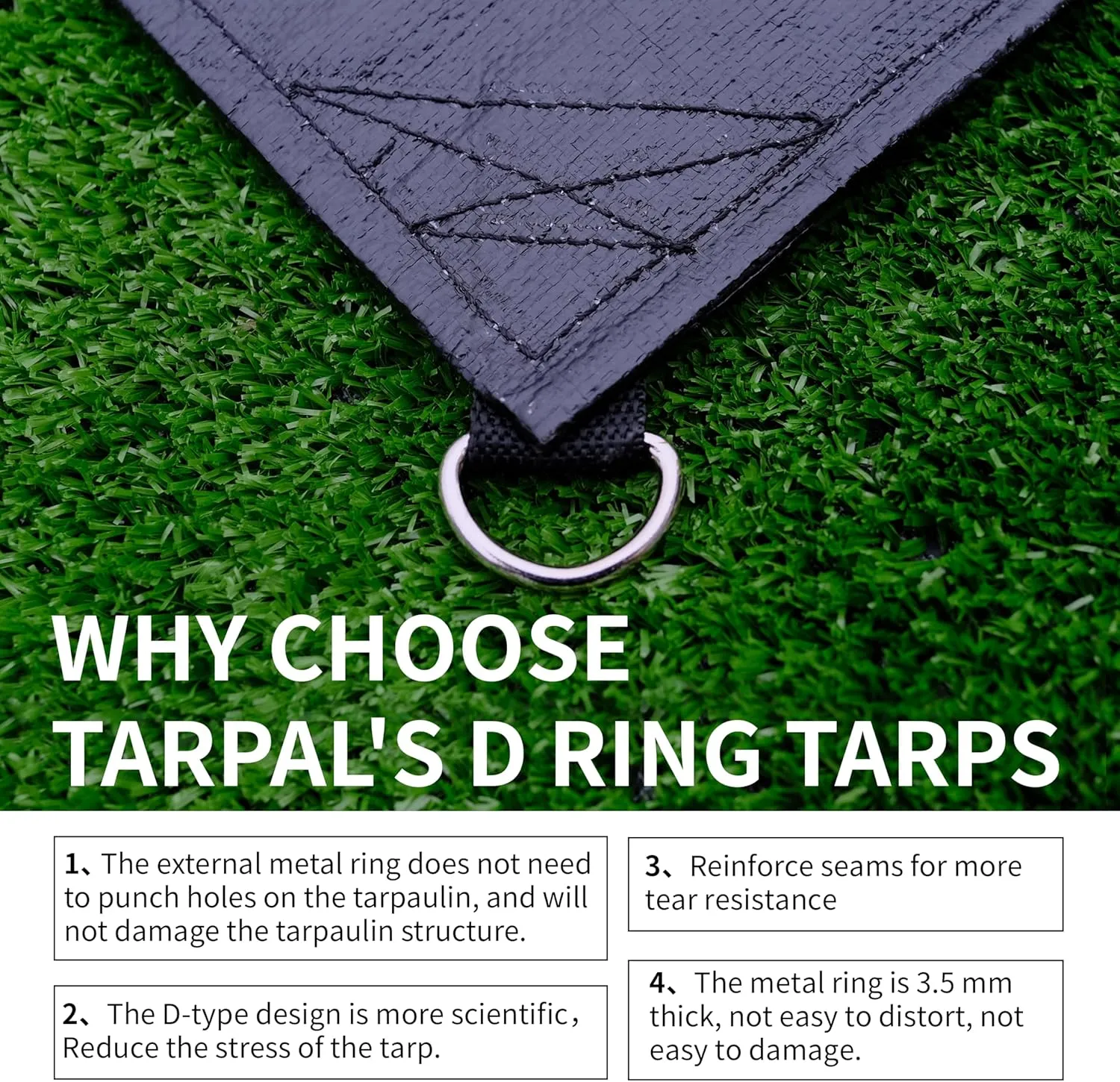 TARPAL Tarp 4x4 Feet (2pack) Heavy Duty Tarps 14mil D-Ring Waterproof Tarp for Outdoors UV Protection Triangular Sewing Design Reinforced Corners and Edges（Black）