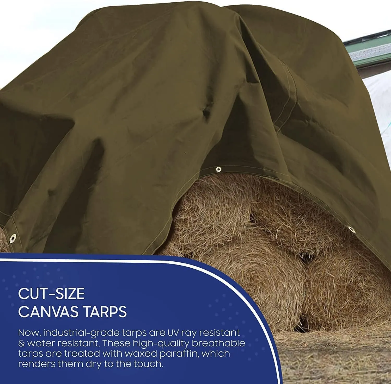 Tarps Now 30x30 ft Heavy Duty Canvas Tarp | 20 MIL Commercial Grade, Tear Resistant, Reinforced Edges, Brass Grommets | Ideal for Construction, Trucking, Manufacturing, Automotive – Olive Color