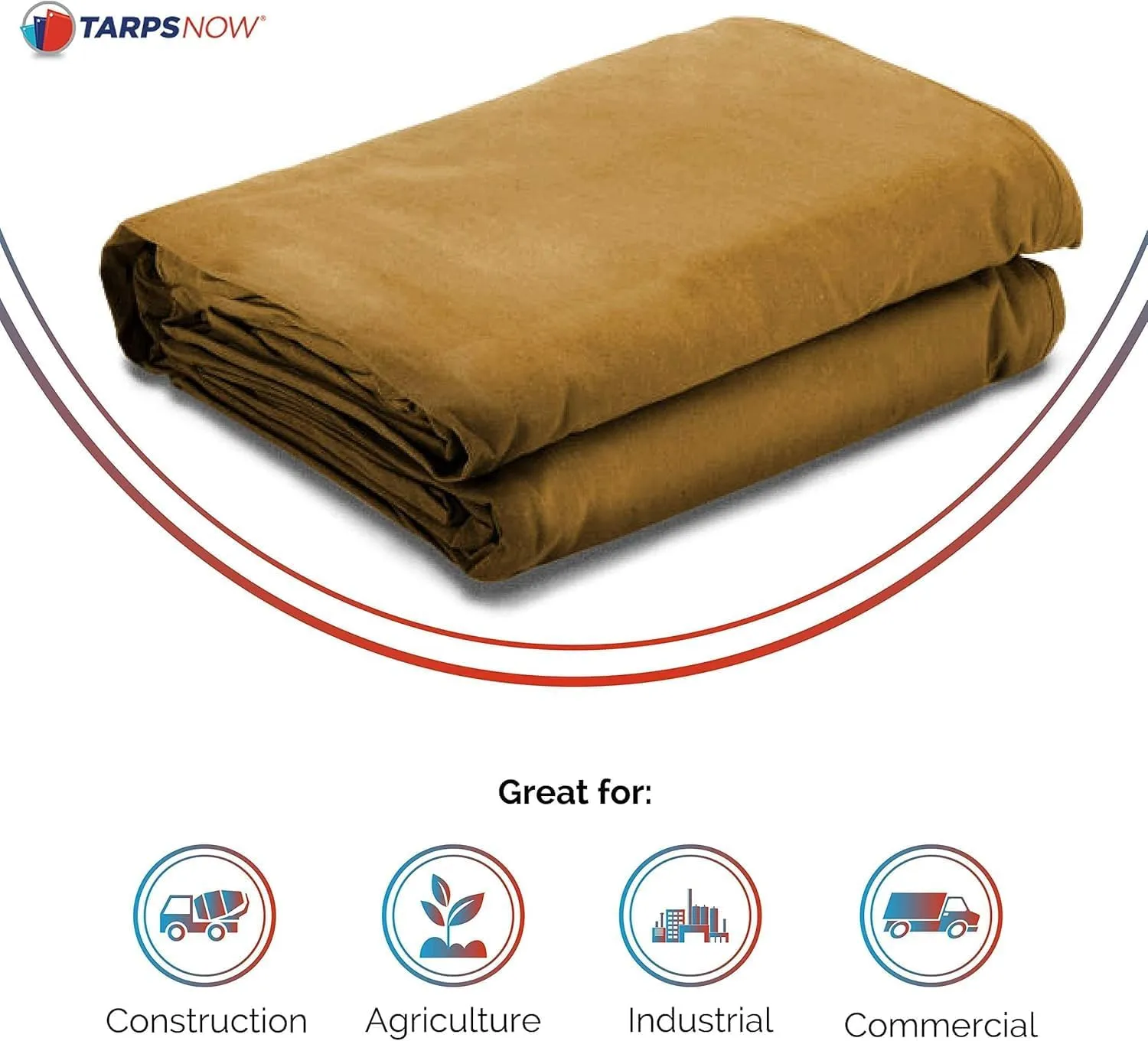 Tarps Now 7x9 ft Heavy Duty Canvas Tarp | 18 MIL Industrial Grade, Tear Resistant, Reinforced Edges, Nickel Plated Grommets | Ideal for Construction, Trucking, Manufacturing, Automotive – Tan Color