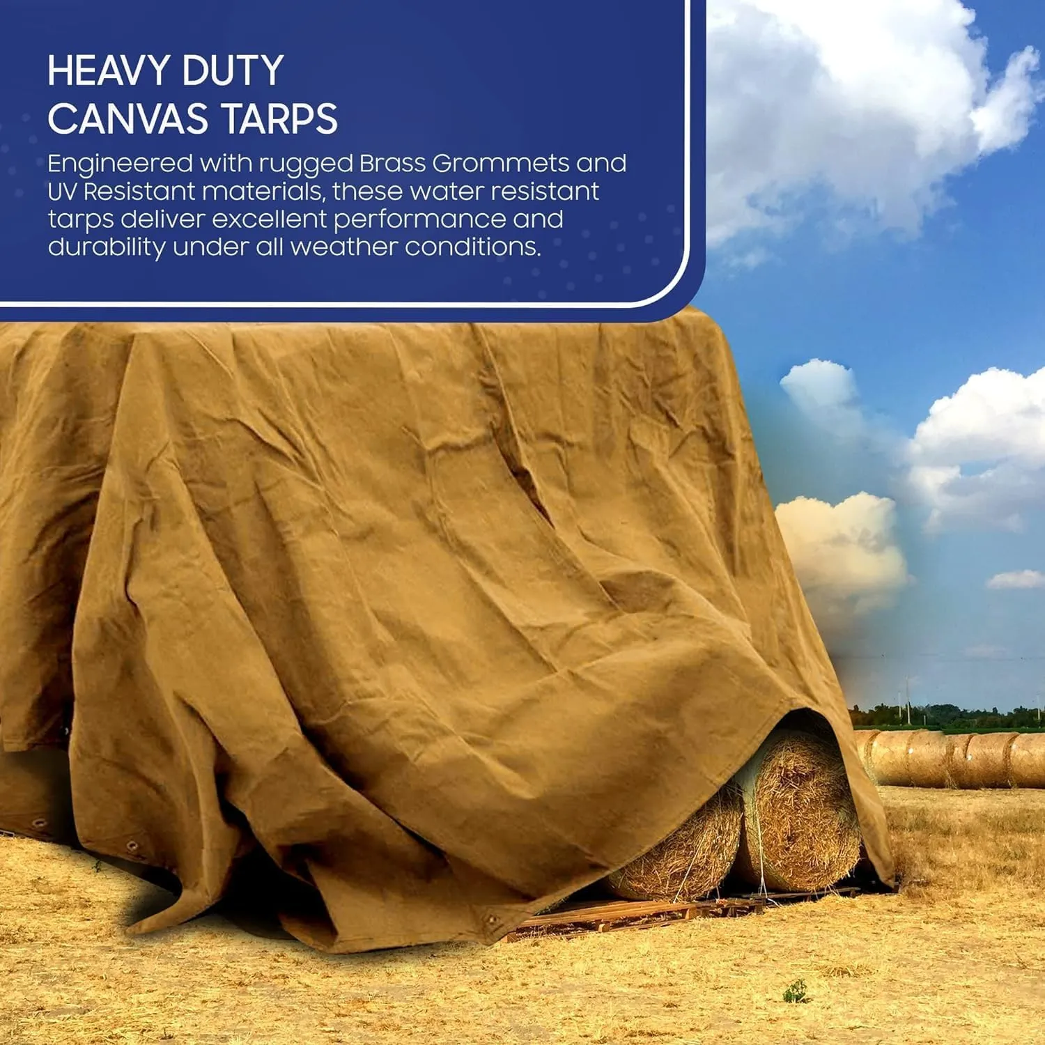 Tarps Now 7x9 ft Heavy Duty Canvas Tarp | 18 MIL Industrial Grade, Tear Resistant, Reinforced Edges, Nickel Plated Grommets | Ideal for Construction, Trucking, Manufacturing, Automotive – Tan Color