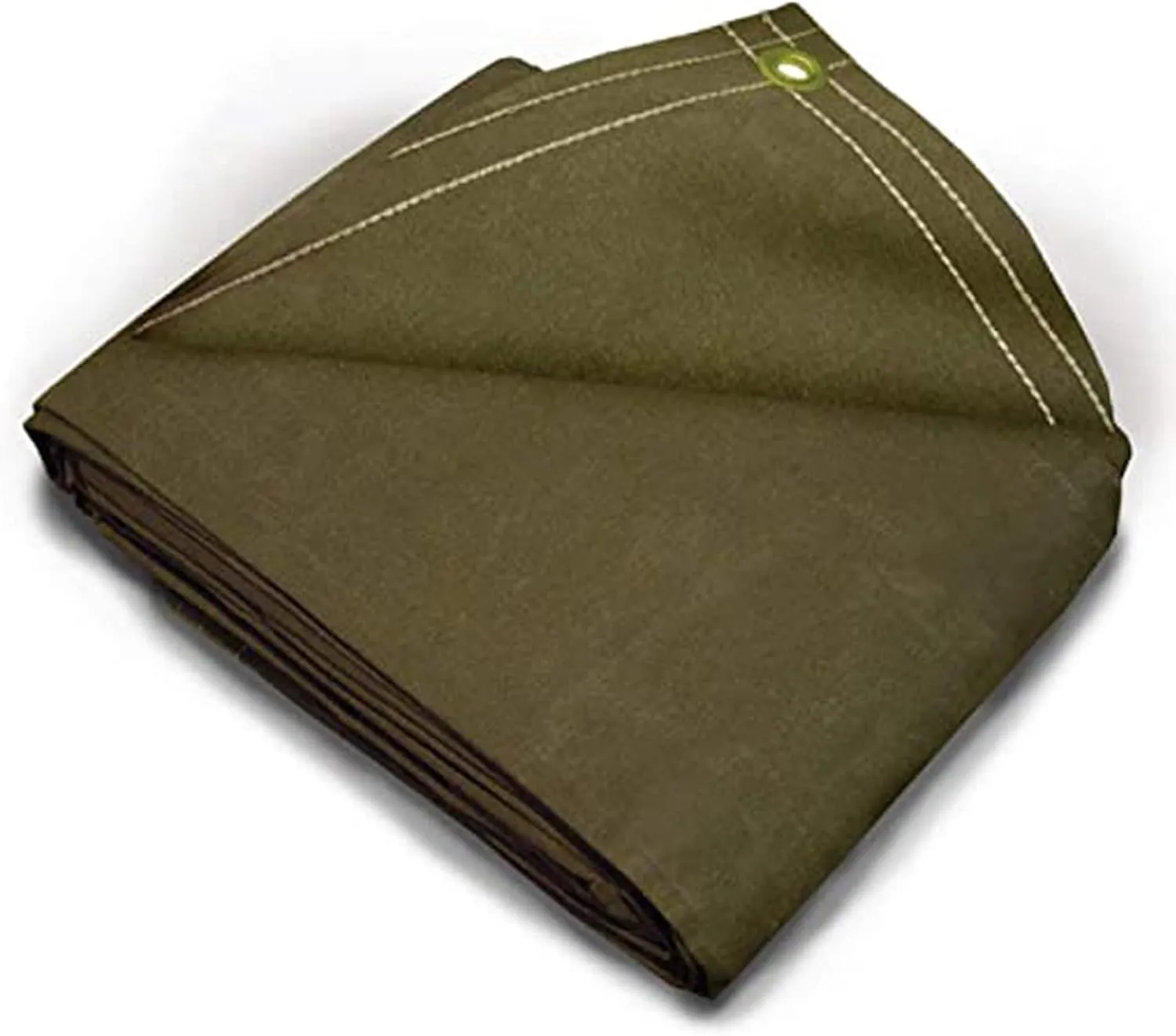 Tarps Now 7x9 ft Heavy Duty Canvas Tarp | 20 MIL Commercial Grade, Tear Resistant, Reinforced Edges, Brass Grommets | Ideal for Construction, Trucking, Manufacturing, Automotive – Olive Color