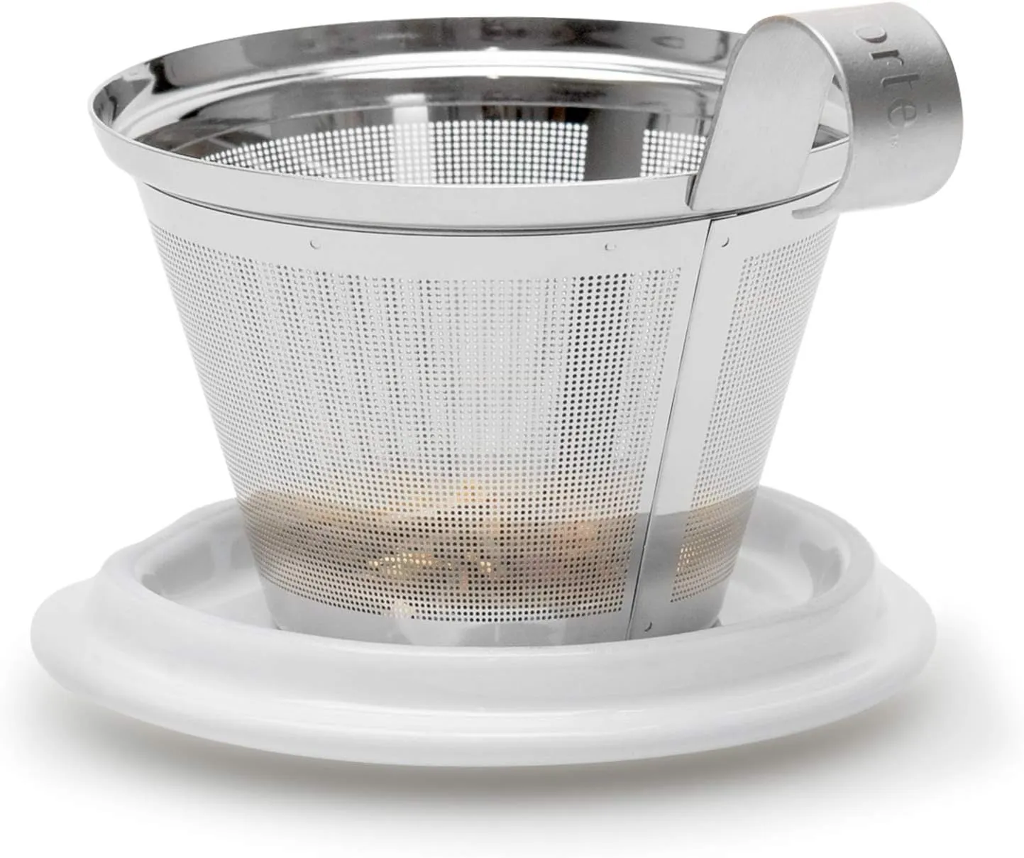 Tea Forte Jardin Double-Walled Ceramic Kati Cup with Removable Stainless Steel Infuser Basket and Lid, Steeps 12 oz Loose Leaf Tea, Lid and Cup Dishwasher & Microwave Safe, Gifts for Mom