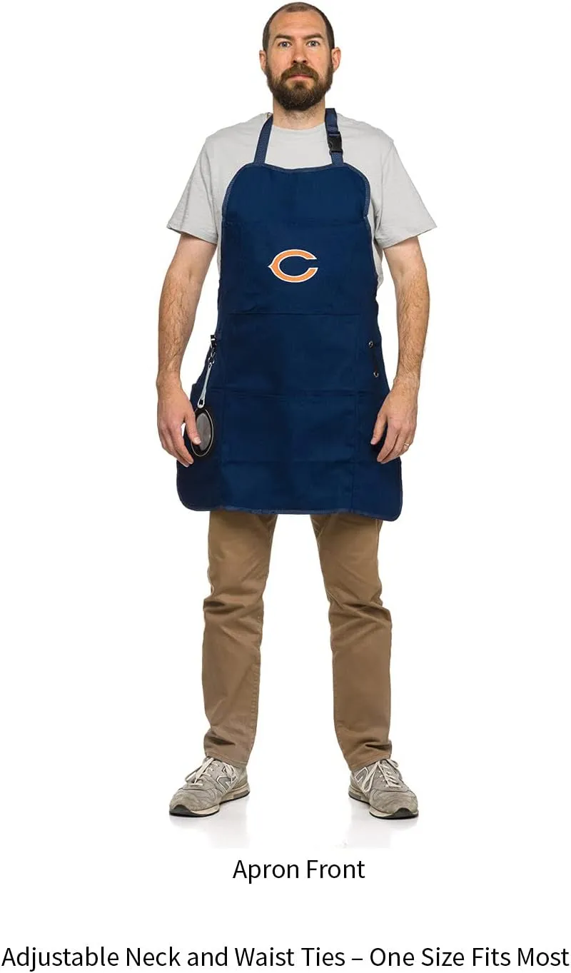Team Sports America NFL Ultimate Grilling Apron with Bottle Opener and Insulated Beverage Holder, Adjustable Straps Men Women
