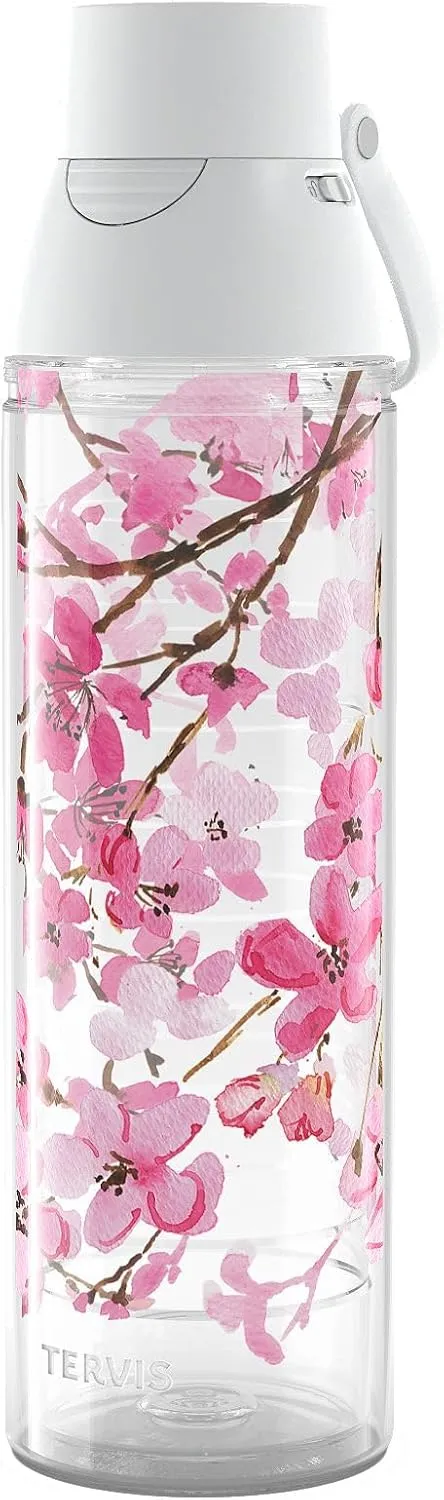 Tervis Sakura Japanese Cherry Blossom Insulated Tumbler, 24oz Venture Lite Water Bottle, Classic