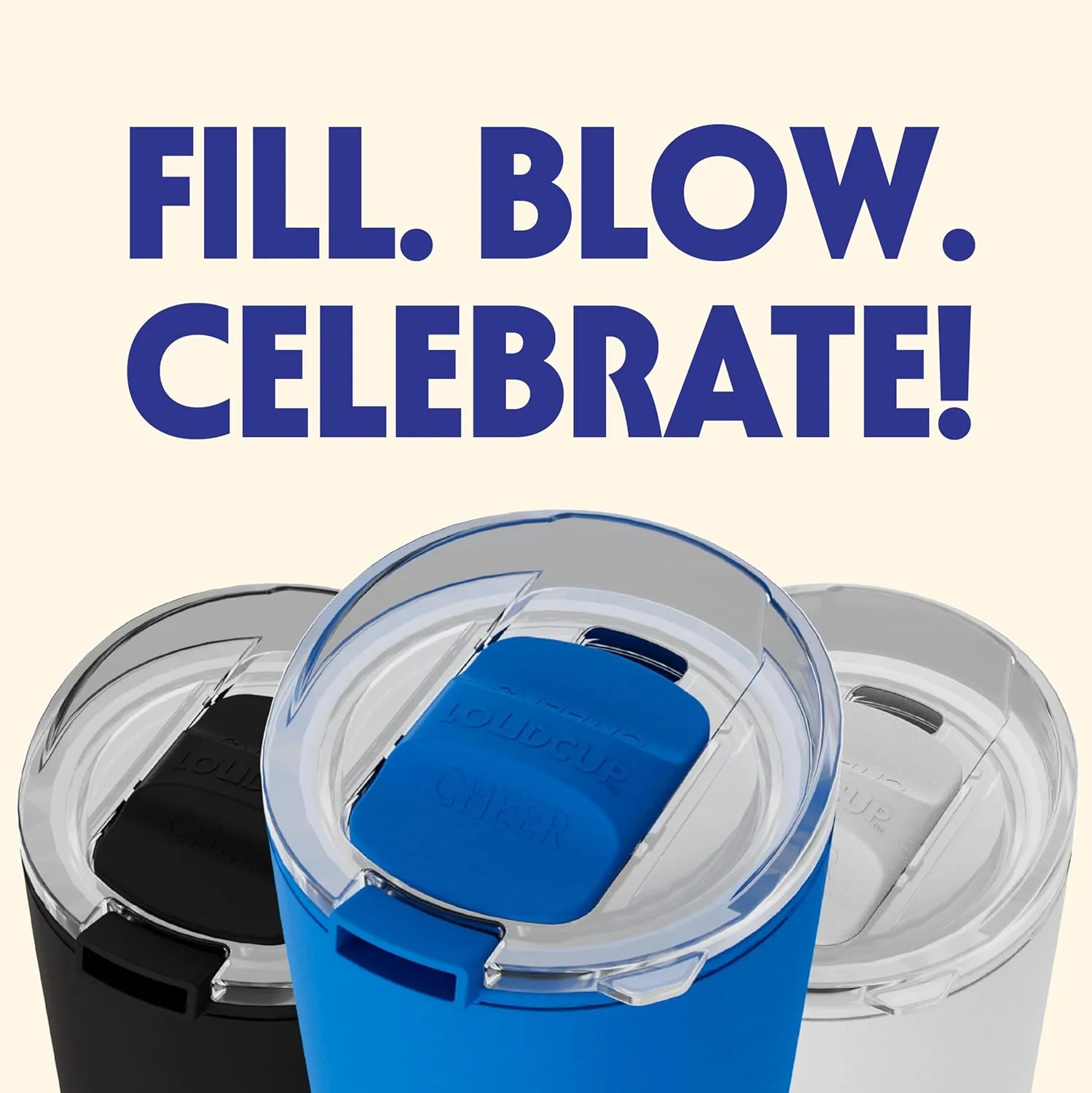The LoudCup Tumbler   Stadium Horn - Insulated Cup Reusable Water Bottle Coffee Travel Mug - Worlds Loudest Cup for Game Day