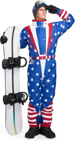 Tipsy Elves Retro Snow Suits for Men - Loud Men's Ski Suits - Warm One Piece for Winter