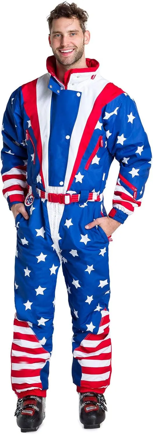 Tipsy Elves Retro Snow Suits for Men - Loud Men's Ski Suits - Warm One Piece for Winter
