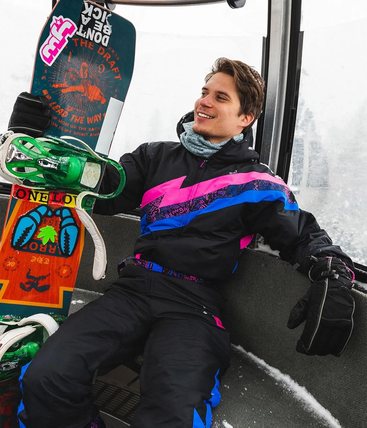 Tipsy Elves Retro Snow Suits for Men - Loud Men's Ski Suits - Warm One Piece for Winter