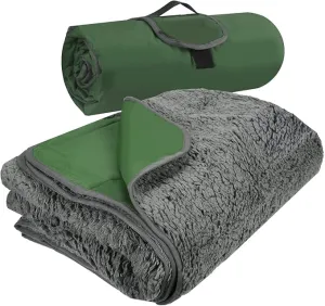 Tirrinia Outdoors Waterproof Throw Blanket, 51”x 59” Sherpa Fleece Stadium Windproof Mat for Boat, Traveling, Camping, Hiking, Football - Machine Washable